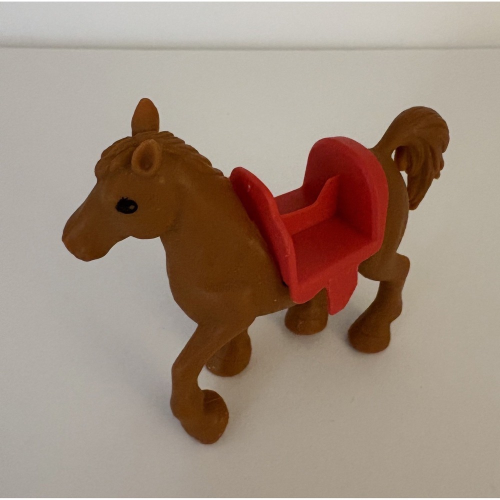 Brown Saddle Horse Pony Doll Accessory Pet Toy Figure Good Weight 4.5".  65